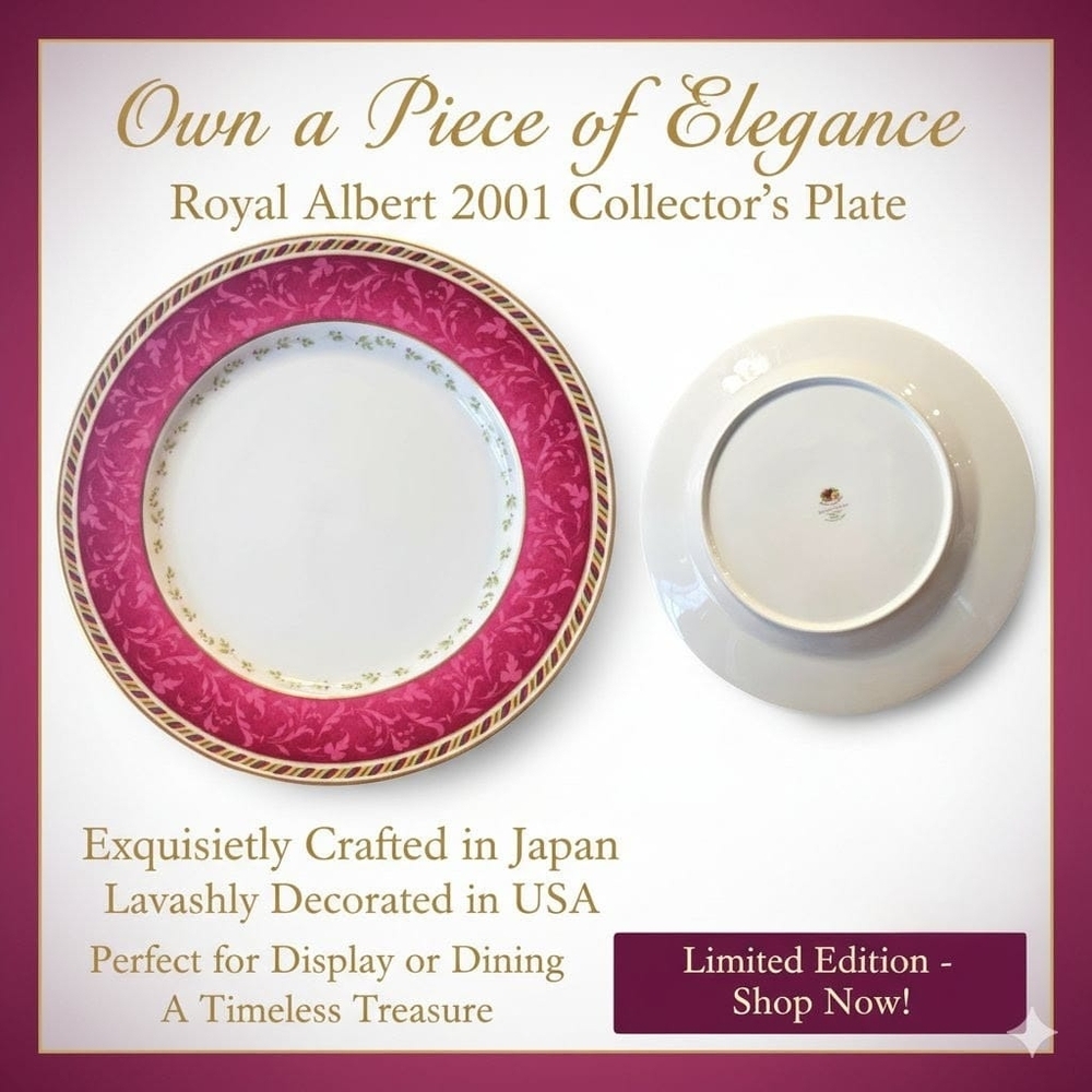 Set Royal Albert Fuchsia and White Dinner Plate with Gold Trim